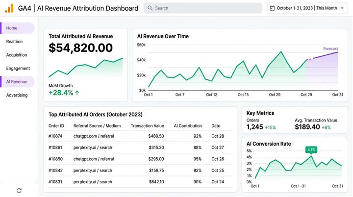 AIRanky GA4 AI Revenue Attribution Dashboard